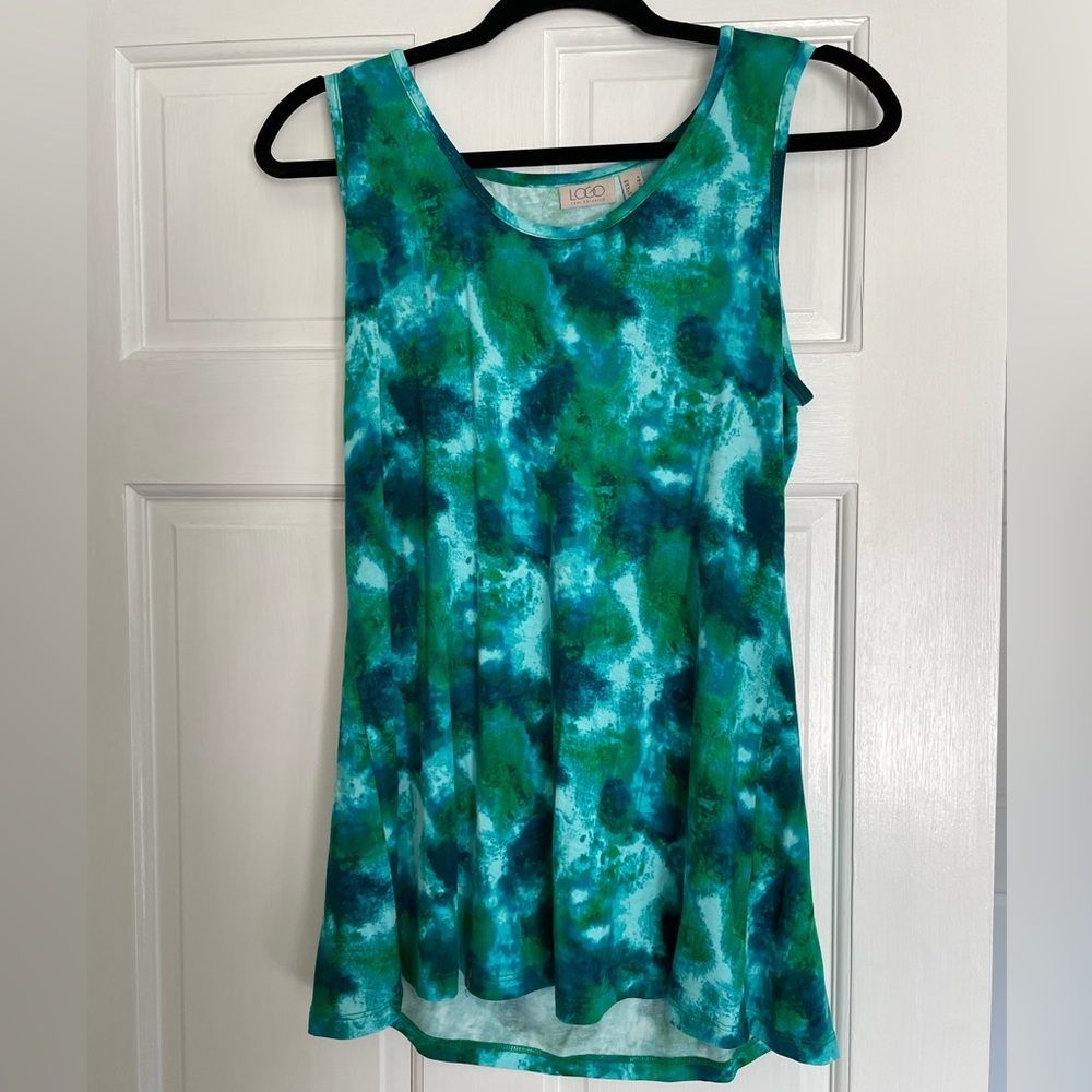 LOGO Layers by Lori Goldstein Tie-Dye Tank Top Tropical Green